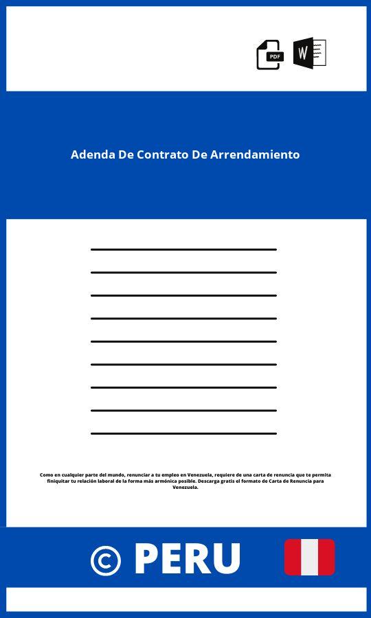 ▷ Modelo de adenda de contrato de arrendamiento Peru 2023
